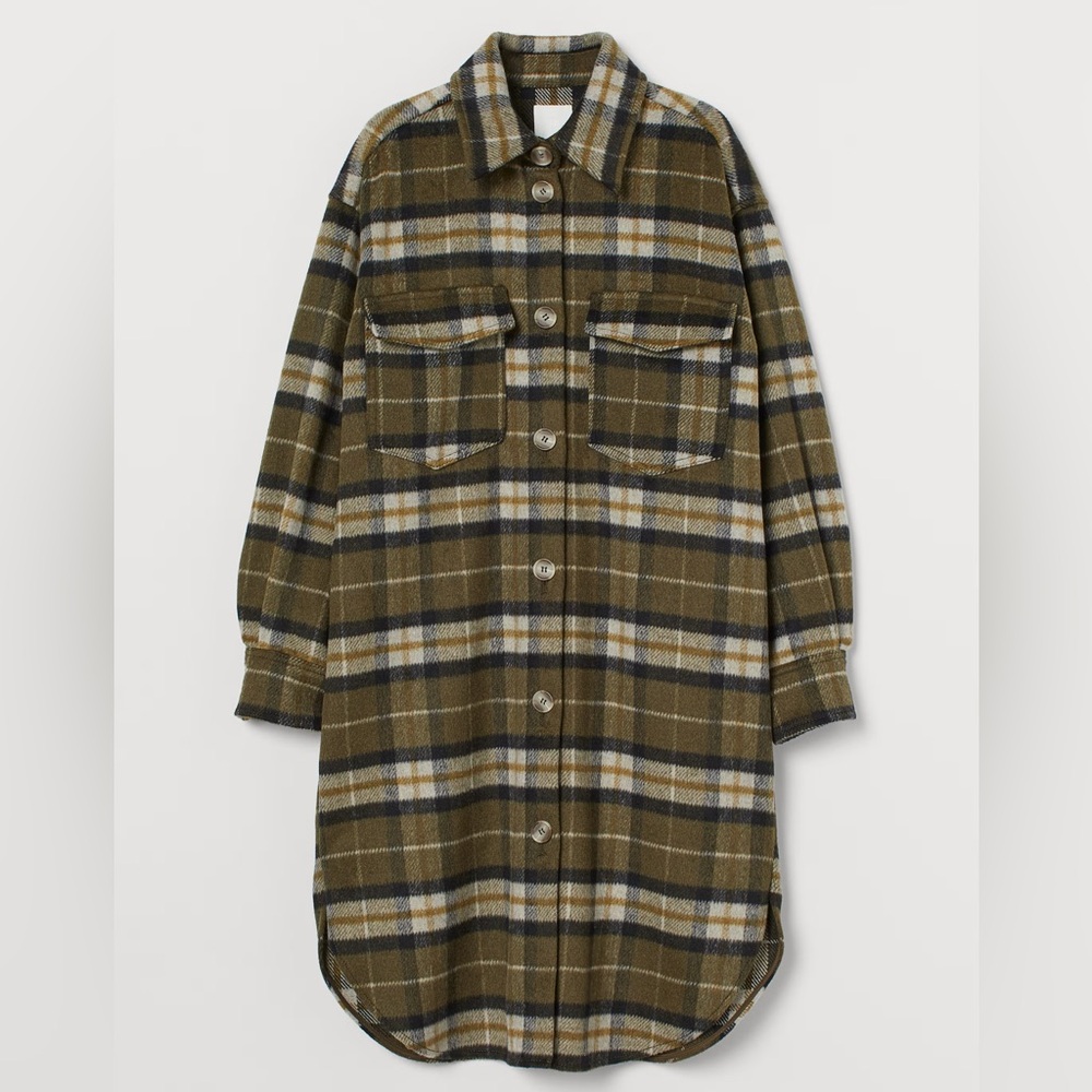 H&M Long Plaid Shacket